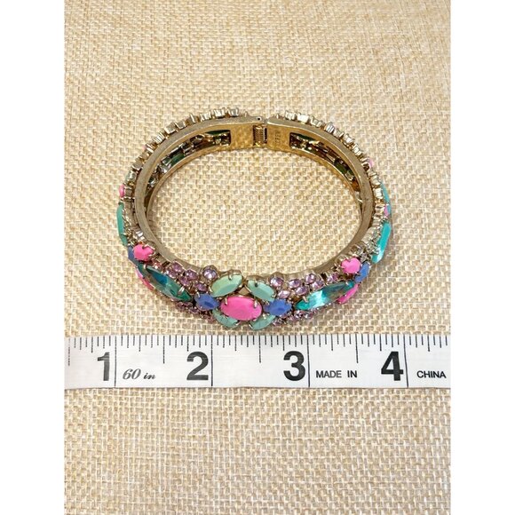 J.Crew Multicolor Rhinestone Clasp Statement Bracelet - PreOwned - Picture 5 of 6